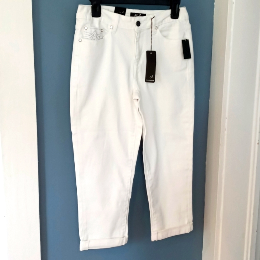 Earl Jean Women's Capri White Jeans, Sz 8